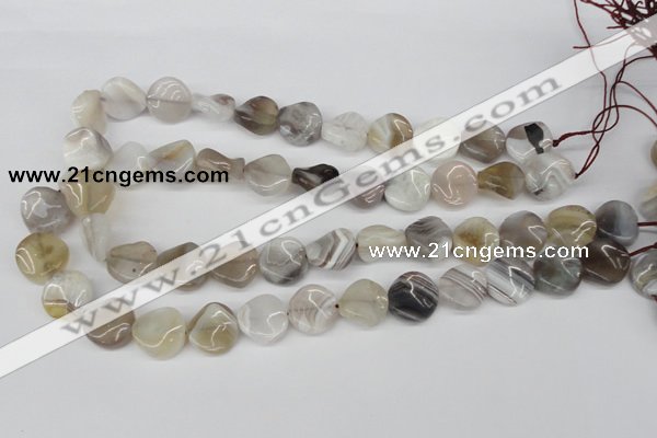 CTW25 15.5 inches 16mm twisted coin botswana agate beads wholesale