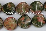 CTW26 15.5 inches 16mm twisted coin unakite gemstone beads wholesale