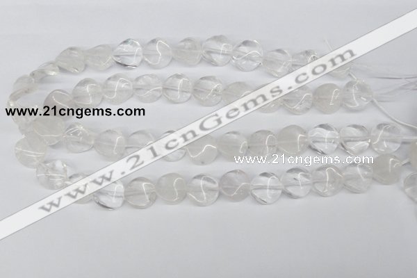 CTW29 15.5 inches 16mm twisted coin white crystal beads wholesale