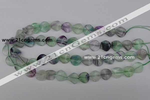 CTW30 15.5 inches 16mm twisted coin fluorite beads wholesale