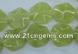 CTW300 15.5 inches 16mm wavy coin olive jade gemstone beads