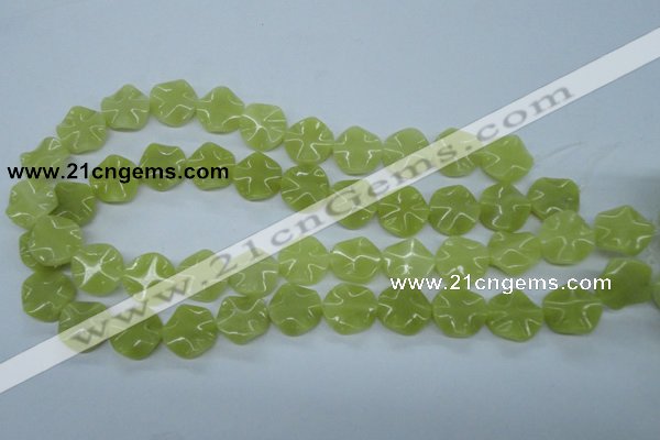 CTW300 15.5 inches 16mm wavy coin olive jade gemstone beads