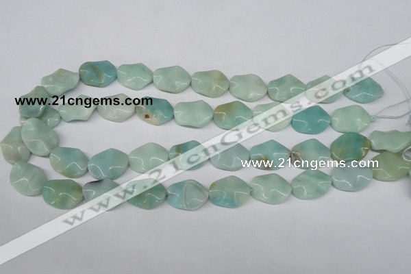 CTW301 15.5 inches 15*20mm wavy oval amazonite gemstone beads