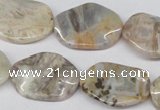 CTW303 15.5 inches 18*25mm wavy oval bamboo leaf agate beads