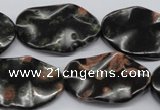 CTW304 15.5 inches 18*25mm wavy oval red & green dalmation jasper beads