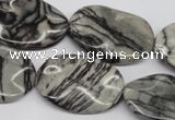 CTW305 15.5 inches 20*30mm wavy oval black water jasper beads