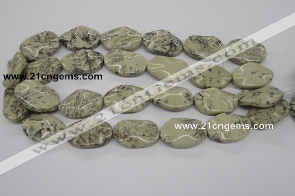 CTW306 15.5 inches 20*30mm wavy oval artistic jasper beads