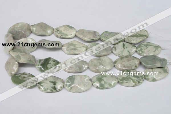 CTW307 15.5 inches 20*30mm wavy oval peace stone beads