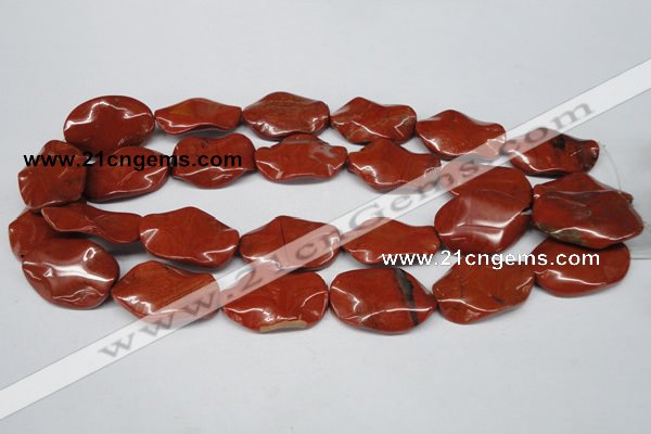 CTW308 15.5 inches 20*30mm wavy oval red jasper gemstone beads