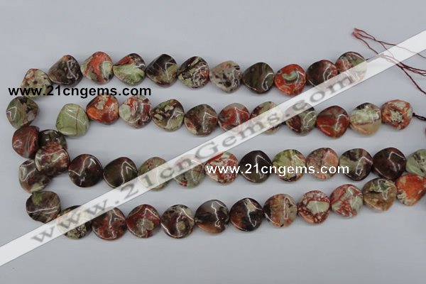 CTW31 15.5 inches 16mm twisted coin rainforest agate beads wholesale