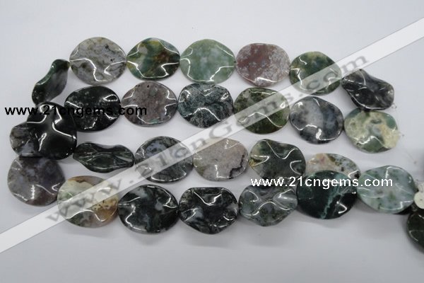 CTW311 15.5 inches 25*30mm wavy oval Indian agate gemstone beads