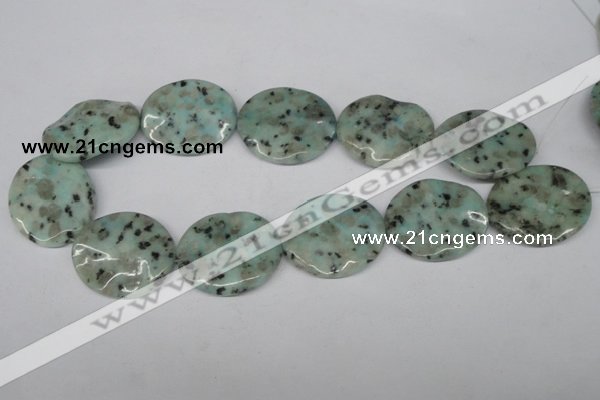 CTW313 15.5 inches 30*35mm wavy oval sesame jasper gemstone beads