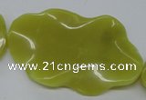 CTW315 15.5 inches 40*60mm wavy oval olive jade gemstone beads