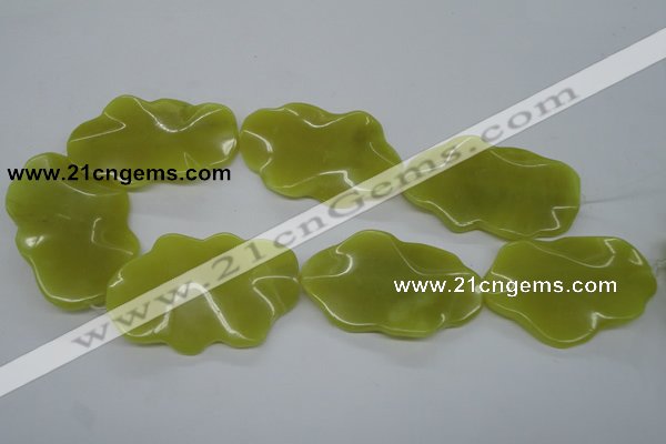 CTW315 15.5 inches 40*60mm wavy oval olive jade gemstone beads