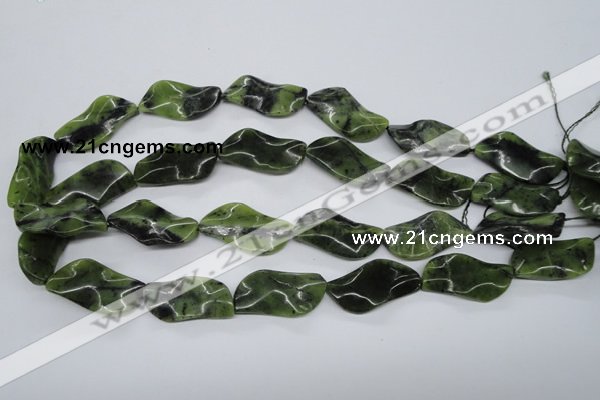 CTW318 15.5 inches 15*30mm wavy marquise Canadian jade beads