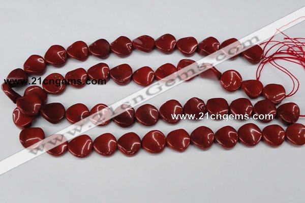 CTW32 15.5 inches 16mm twisted coin red jasper beads wholesale