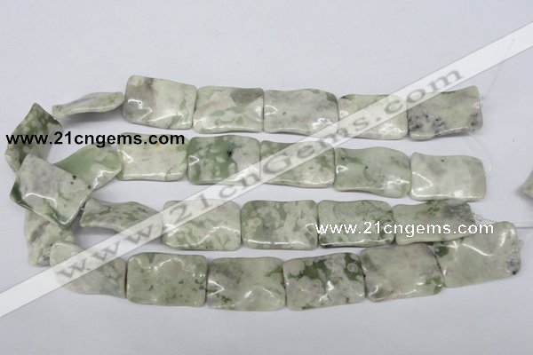 CTW321 15.5 inches 20*30mm wavy rectangle peace stone beads