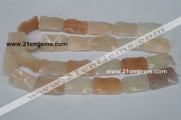 CTW322 15.5 inches 20*30mm wavy rectangle pink aventurine jade beads