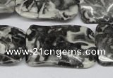 CTW323 15.5 inches 20*30mm wavy rectangle black & white jasper beads