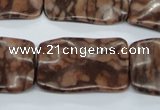 CTW324 15.5 inches 20*30mm wavy rectangle red line jasper beads