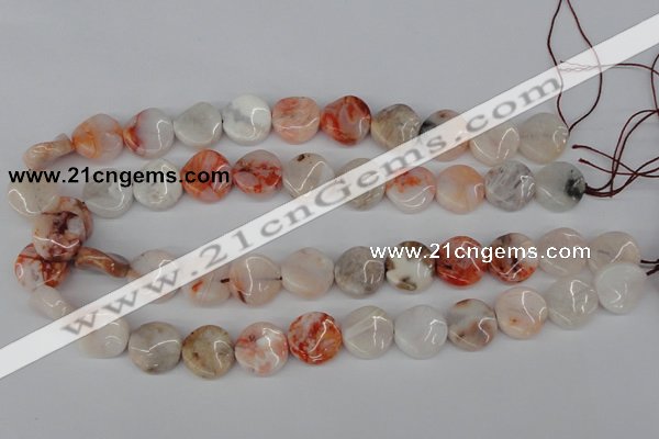 CTW33 15.5 inches 16mm twisted coin agate gemstone beads wholesale