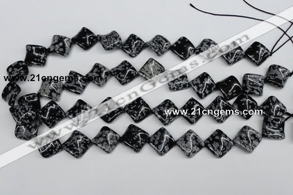 CTW35 15.5 inches 15*15mm twisted diamond snowflake obsidian beads