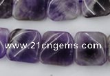 CTW351 15.5 inches 16*16mm twisted square dogtooth amethyst beads