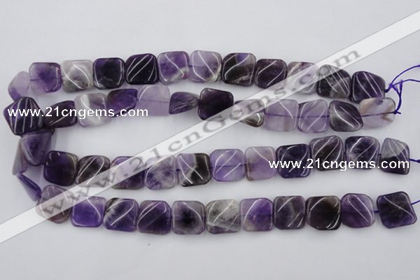 CTW351 15.5 inches 16*16mm twisted square dogtooth amethyst beads