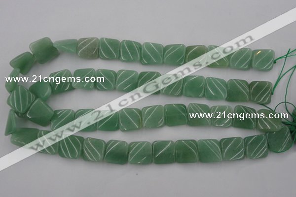 CTW354 15.5 inches 16*16mm twisted square green aventurine beads