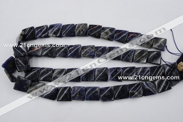 CTW355 15.5 inches 16*16mm twisted square sodalite gemstone beads