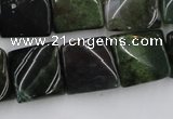 CTW359 15.5 inches 16*16mm twisted square moss agate beads