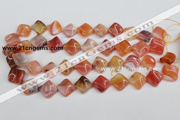 CTW36 15.5 inches 15*15mm twisted diamond agate gemstone beads