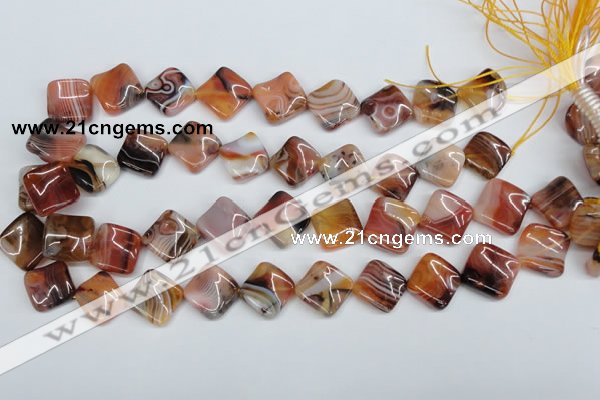 CTW37 15.5 inches 15*15mm twisted diamond agate gemstone beads