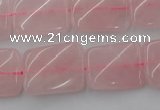 CTW371 15.5 inches 15*20mm twisted rectangle rose quartz beads