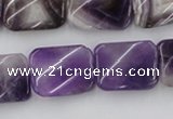 CTW372 15.5 inches 15*20mm twisted rectangle dogtooth amethyst beads