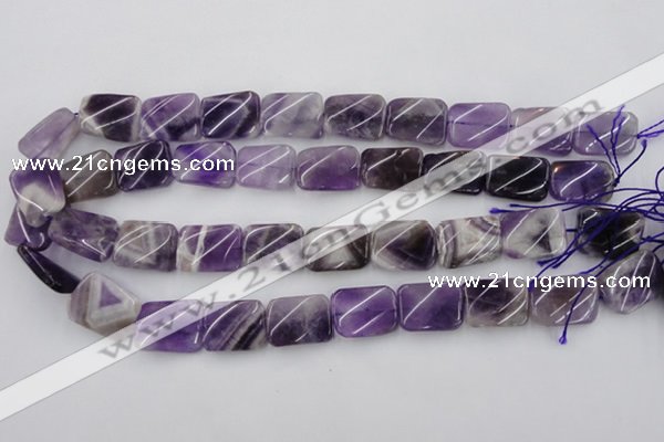 CTW372 15.5 inches 15*20mm twisted rectangle dogtooth amethyst beads