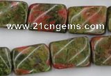 CTW374 15.5 inches 15*20mm twisted rectangle unakite gemstone beads