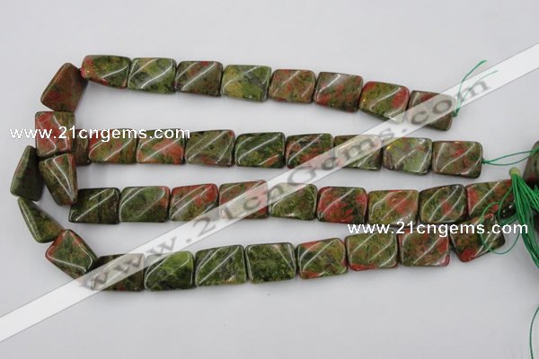 CTW374 15.5 inches 15*20mm twisted rectangle unakite gemstone beads