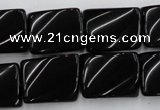 CTW377 15.5 inches 15*20mm twisted rectangle black agate beads