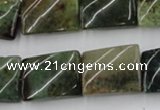 CTW378 15.5 inches 15*20mm twisted rectangle moss agate beads