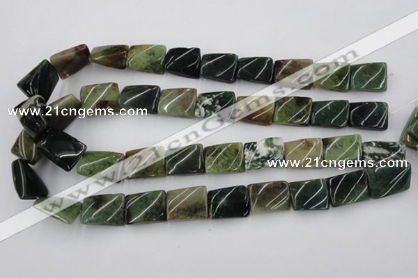 CTW378 15.5 inches 15*20mm twisted rectangle moss agate beads