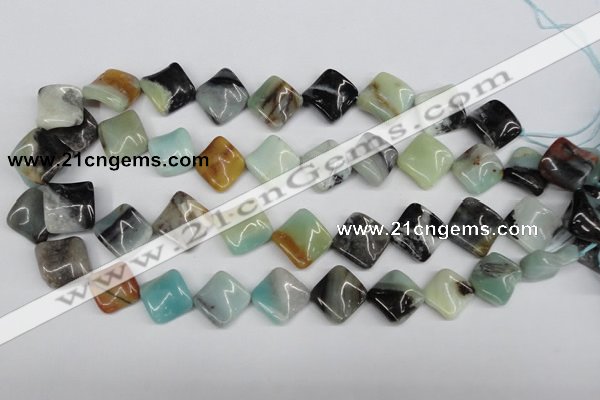 CTW38 15.5 inches 15*15mm twisted diamond amazonite beads