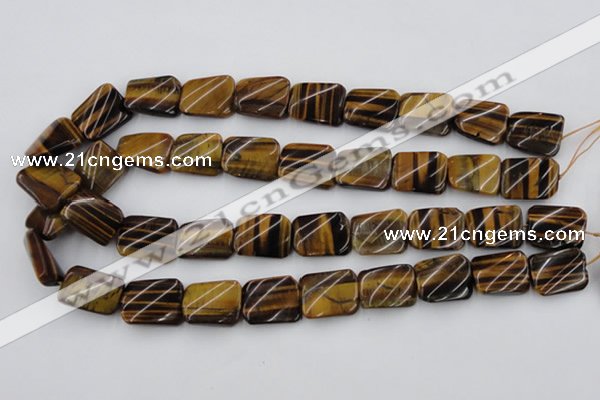 CTW380 15.5 inches 15*20mm twisted rectangle yellow tiger eye beads