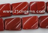 CTW382 15.5 inches 15*20mm twisted rectangle red jasper beads