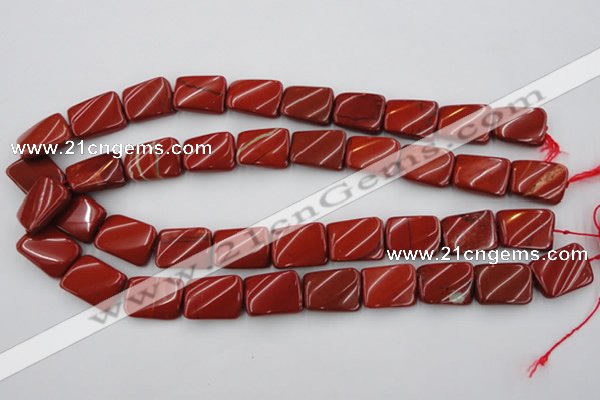 CTW382 15.5 inches 15*20mm twisted rectangle red jasper beads