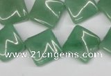 CTW39 15.5 inches 15*15mm twisted diamond green aventurine beads