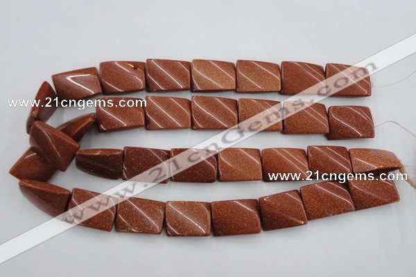 CTW390 15.5 inches 18*25mm twisted rectangle goldstone beads