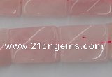 CTW391 15.5 inches 18*25mm twisted rectangle rose quartz beads