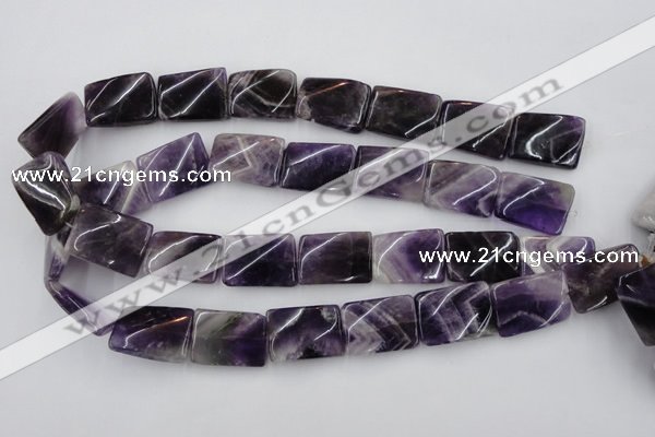 CTW392 15.5 inches 18*25mm twisted rectangle dogtooth amethyst beads