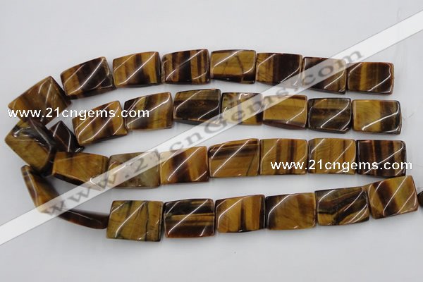 CTW394 15.5 inches 18*25mm twisted rectangle yellow tiger eye beads